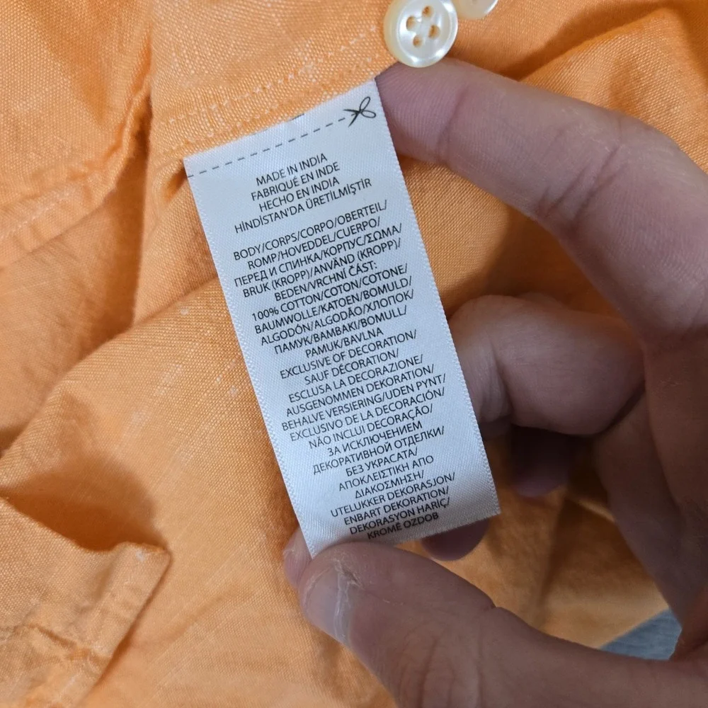 Polo Ralph Lauren Button Down Shirt Mens XL Orange Long Sleeve Flesh Pony Cotton